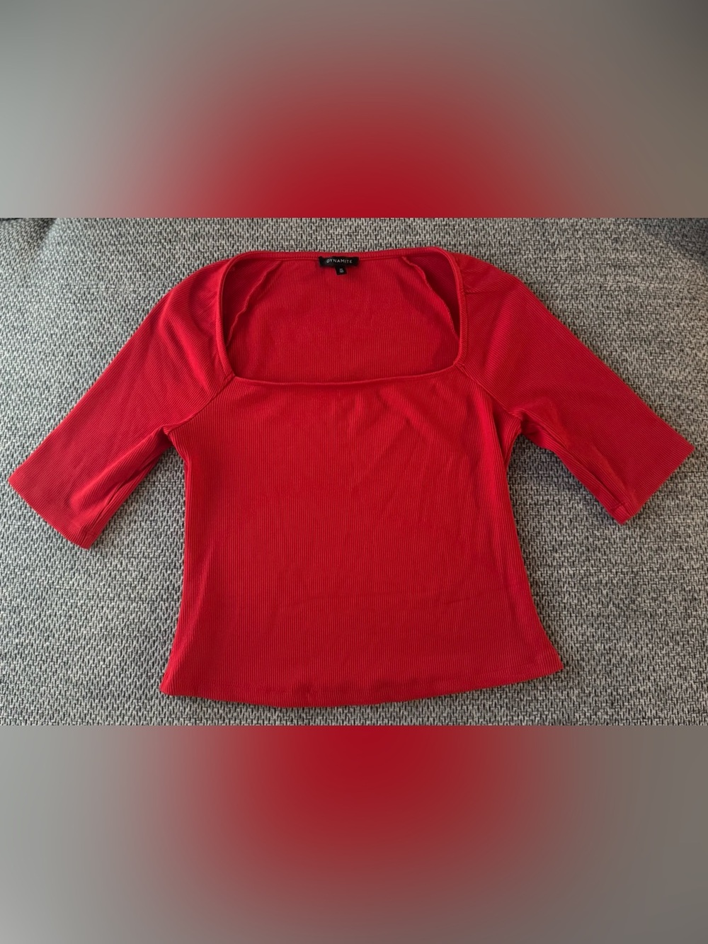 NWOT Dynamite Red Ribbed Square Neck Top Size Medium